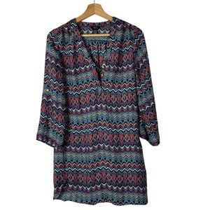 Rue 21 Colorful Chevron Y2K Long Sleeve Mini Dress S